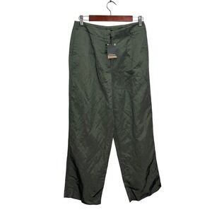 Massimo Dutti Olive Green Wide Leg Trousers High Rise Size 6 5010/558/500 NWT